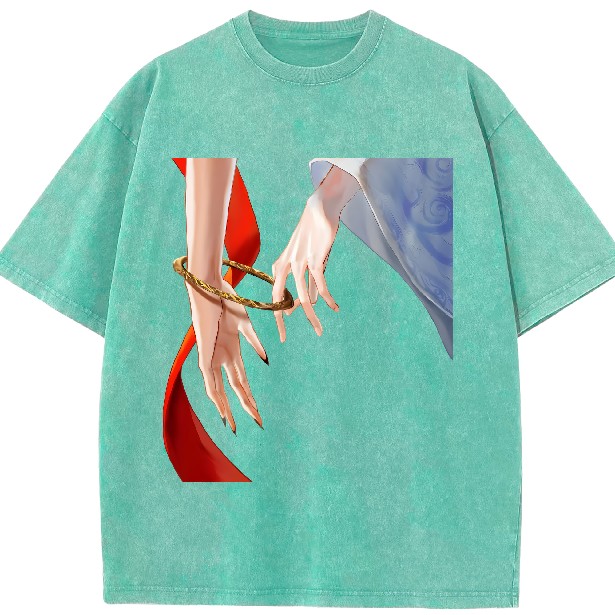 （画像用） Ne Zha 2 ナタ 魔童の大暴れ 綿100% ヴィンテージ風 半袖Tシャツ（フロントプリント）